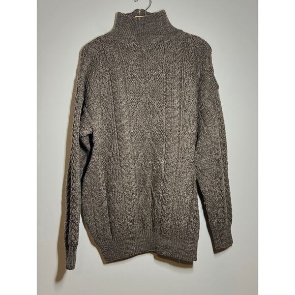 Kerry Traditions Ireland Men's Brown Cable Knit 1/4 Zip Pullover Sweater M - Picture 6 of 6